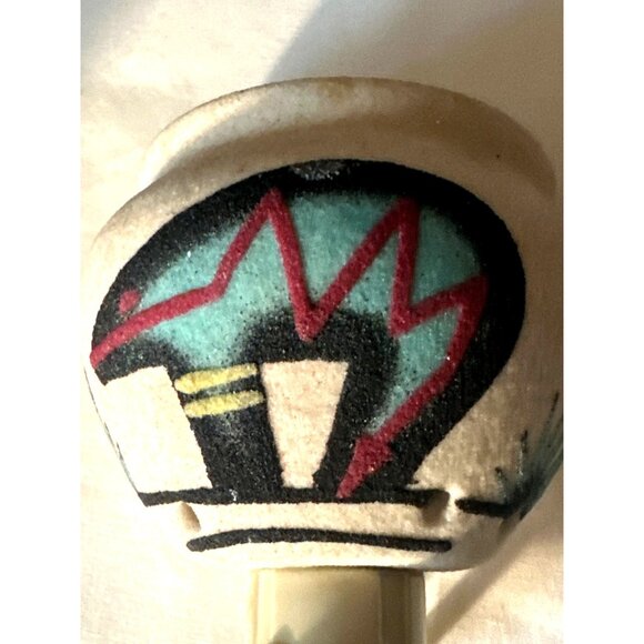 Southwest Native American Bear Night Light Sandpainting Pottery Artist Signed - Picture 3 of 7